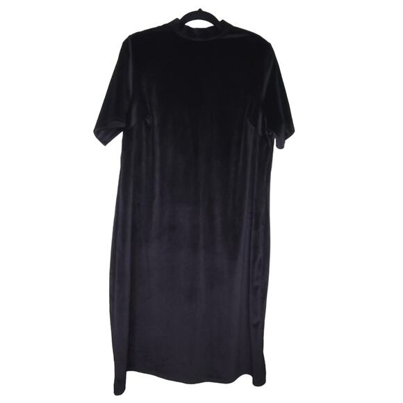 Modcloth Ribbed‎ Velour Dress Size 1X Black Short Sleeve High Neck Fitted Sheath - Picture 1 of 8